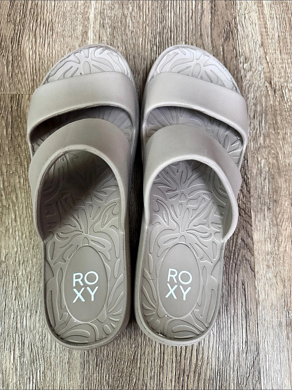 Roxy Slippy Slide Sandals Double-Band Gray US 6